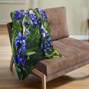 Cozy Fleece Blanket with Beautiful Bluebonnet Design - Perfect Gift for Any Occasion, Gardener gift, Texas gift