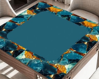 Teal Gold Mosaic Mahjong Table Mat, Custom Game Night Accessory,  Mahjongg Mat with Storage Bag, Custom Tile Game Gift for Players or Hosts