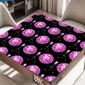 Champagne and Disco Mahjong Mat, Custom Name Tile Game Table Pad, Mah Jongg Players or Host Gift Idea, Tournament Prizes, Bulk Orders