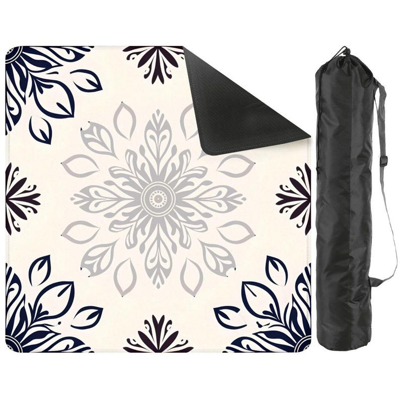 Navy Mandala Mahjong Table Mat, Custom Game Night Accessory, Mahjongg Mat with Storage Bag, Custom Tile Game Gift for Players or Hosts image 2