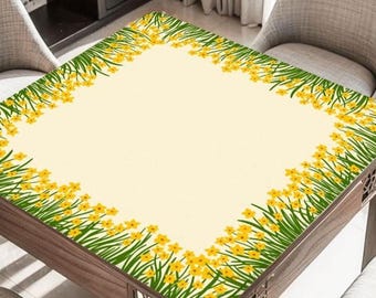Daffodils Mahjong Table Mat, Custom Game Night Accessory,  Mahjongg Mat with Storage Bag, Custom Tile Game Gift for Players or Hosts