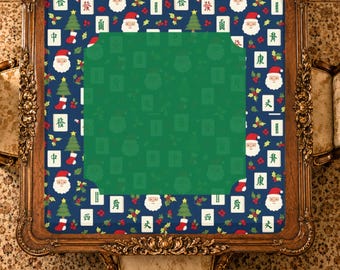 Santa Tiles Mahjong Table Mat, Custom Game Night Accessory,  Mahjongg Mat with Storage Bag, Custom Tile Game Gift for Players or Hosts