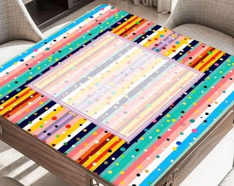 Celebration Mahjong Mat, Colorful Table Mat for Tile Games, Gift for Mah Jongg Players