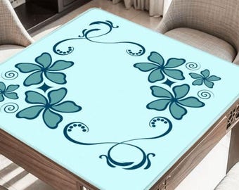 Teal Swirl Flowers Mahjong Table Mat, Custom Game Night Accessory,  Mahjongg Mat with Storage Bag, Custom Tile Game Gift for Players
