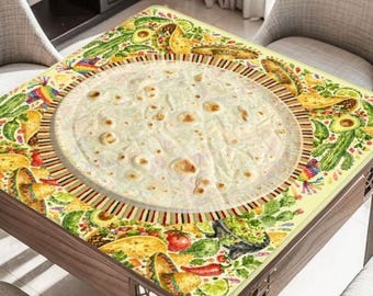Tex Mex Mahjong Table Mat, Custom Game Night Accessory,  Mahjongg Mat with Storage Bag, Custom Tile Game Gift for Players or Hosts