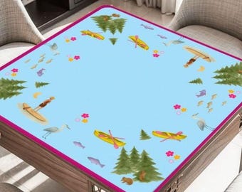 Camping Mahjong Table Mat, Custom Game Night Accessory,  Mahjongg Mat with Storage Bag, Custom Tile Game Gift for Players or Hosts