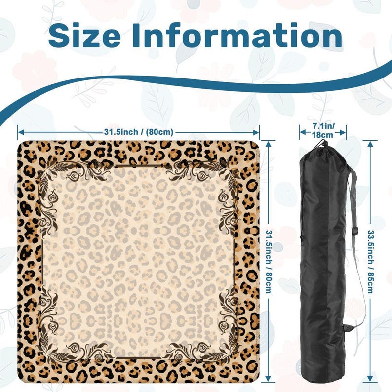 Leopard Print Mahjong Table Mat, Custom Game Night Accessory, Mahjongg Mat with Storage Bag, Custom Tile Game Gift for Players or Hosts imagem 4