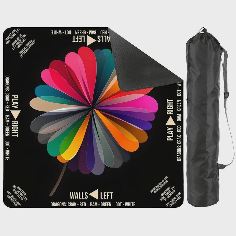 Tapete de Mahjong con diseño de diente de león arcoíris, accesorio personalizado para noches de juego, tapete de Mahjong con bolsa de almacenamiento, regalo personalizado para jugadores o anfitriones. imagen 5