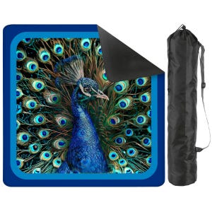 Tapete de mesa de Mahjong con diseño de pavo real, accesorio personalizado para noches de juegos, tapete de Mahjong con bolsa de almacenamiento, regalo personalizado para jugadores o anfitriones. imagen 3