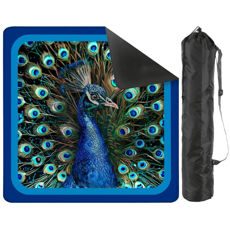 Tapete de mesa de Mahjong con diseño de pavo real, accesorio personalizado para noches de juegos, tapete de Mahjong con bolsa de almacenamiento, regalo personalizado para jugadores o anfitriones. imagen 3