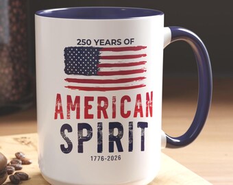 Tasse à café patriotique accent USA, tasse à café 250e anniversaire drapeau américain, cadeau pour vétérans militaires et patriotes