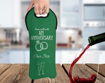 Funny Anniversary Wine Tote Bag, Gift for Couples, 4 Color Choices