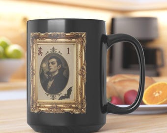 Vampire Bat Mahjong Mug, Gothic Bird Bam Mahjongg Coffee Cup, Dark Academia Gift for Tile Game Players