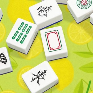 Tapis de mahjong citrons sur vert menthe image 8