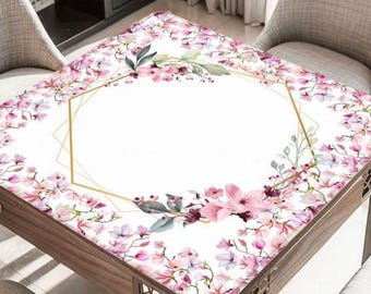 Gold with Pink Blossoms Mahjong Table Mat, Custom Game Night Accessory,  Mahjongg Mat with Storage Bag, Custom Tile Game Gift for Players