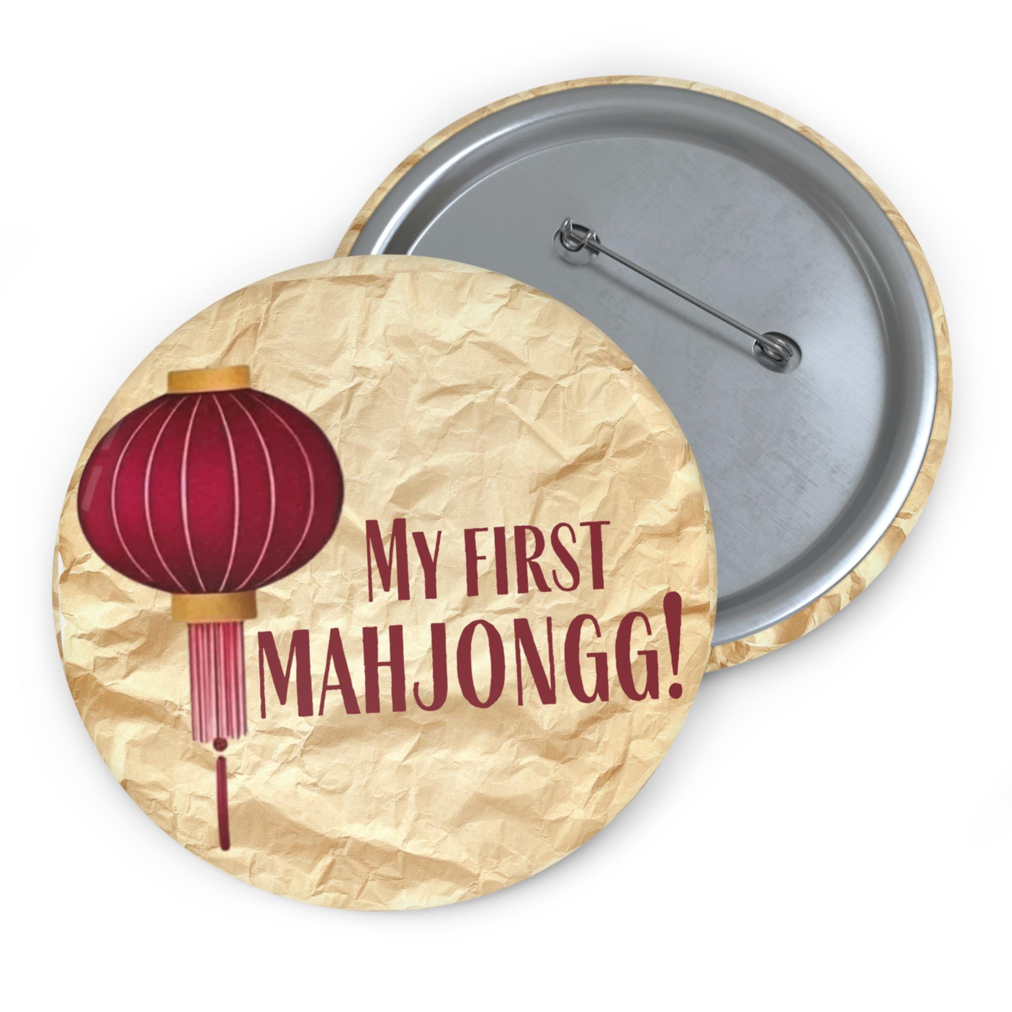 Mahjong B Button First Mahjong Pin Button, Jacket Backpack Tote Bag Badge, Mah Jongg ...