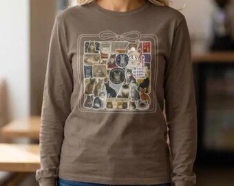 Cat Lover Long Sleeve Comfort Colors® Shirt | Vintage Cat Collage Tee | Cat Mom Gift | Cat Breeds Graphic Shirt | Feline Lover Apparel