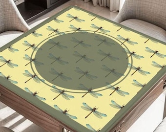 Dragonflies on Sage Green Mahjong Table Mat, Custom Game Night Accessory,  Mahjongg Mat with Storage Bag, Custom Tile Game Gift