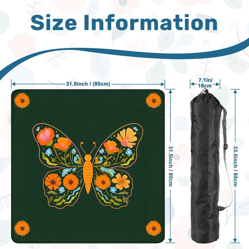 Tapete de mesa de Mahjong con diseño de mariposa boho, accesorio personalizado para noches de juegos, tapete de Mahjong con bolsa de almacenamiento, regalo personalizado para jugadores o anfitriones. imagen 5