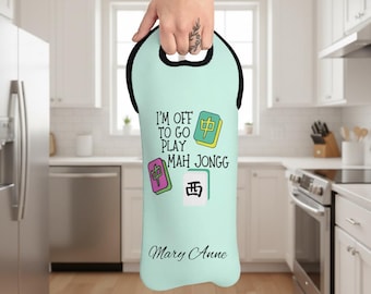 Off to Mah Jongg Wine Tote, Funny and Practical Mahjong Lovers Gift, Wine Lovers Best Friends Teachers Gift