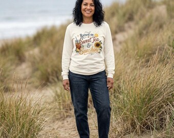 T-shirt Sweet Tea and Sunshine Country Life, comfortabele kleuren herfst T-shirt met lange mouwen, plattelandsleven VS T-shirt cadeau voor haar