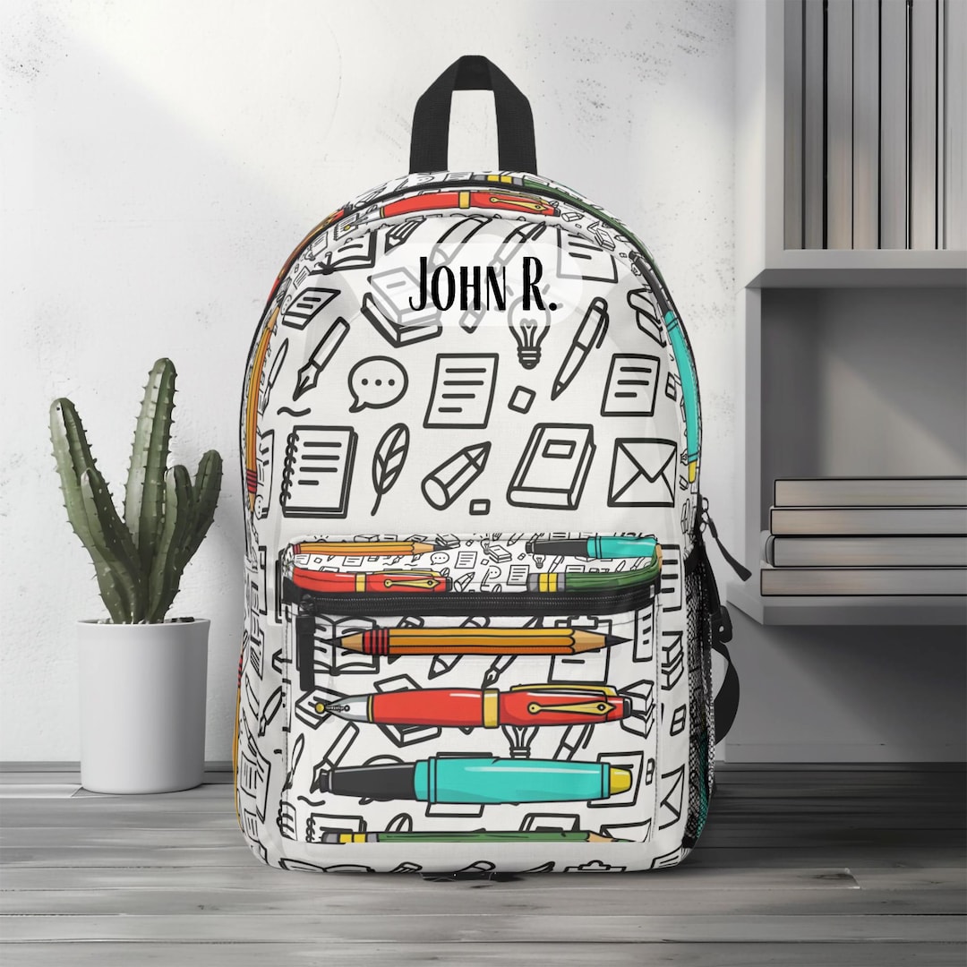 Pens and Pencils Backpack, Colorful School Supplies Print Bag ...