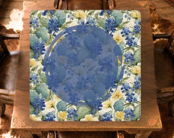 Yellow Roses and Bluebonnets Mahjong Table Mat, Game Night Accessory,  Mahjongg Mat with Storage Bag, Custom Tile Game Gift for Players