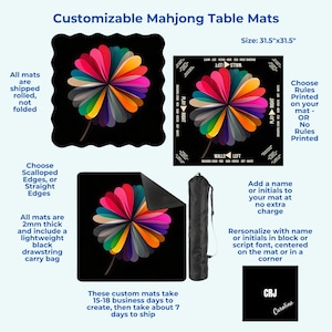 Nautical Life Mahjong Table Mat, Custom Game Night Accessory, Mahjongg Mat with Storage Bag, Custom Tile Game Gift for Players or Hosts image 8