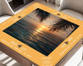 Ocean Sunset  Mahjong Table Mat, Custom Game Night Accessory,  Mahjongg Mat with Storage Bag, Custom Tile Game Gift for Players or Hosts