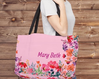 Wildflower Field Mahjong Bag, Mah Jongg Floral Tote for Tiles Racks Cards and Coins, Mah Jongg Hostess Gift, Custom Name Mah Jong Gear Bag