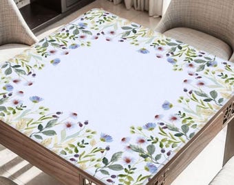 Blue Wildflowers Mahjong Table Mat, Custom Game Night Accessory,  Mahjongg Mat with Storage Bag, Custom Tile Game Gift for Players or Hosts