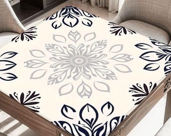 Navy Mandala Mahjong Table Mat, Custom Game Night Accessory,  Mahjongg Mat with Storage Bag, Custom Tile Game Gift for Players or Hosts