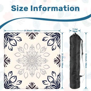 Navy Mandala Mahjong Table Mat, Custom Game Night Accessory, Mahjongg Mat with Storage Bag, Custom Tile Game Gift for Players or Hosts image 4