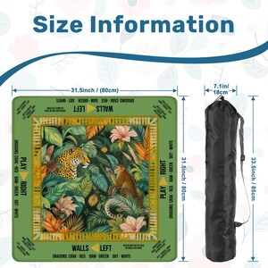 Jungle Scene Mahjong Table Mat, Custom Game Night Accessory, Mahjongg Mat with Storage Bag, Custom Tile Game Gift for Players or Hosts image 4