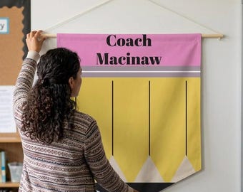Custom Teacher Pennant, Personalized Classroom Decor, Gift for Homeschool Teacher or Tutor, Class Sign with Custom Name
