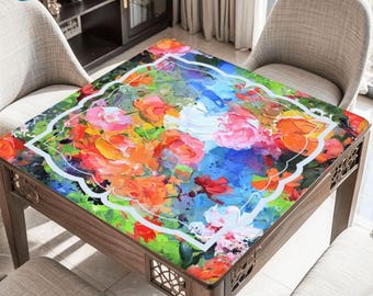 Bright Floral Watercolor Mahjong Table Mat, Custom Game Night Accessory,  Mahjongg Mat with Storage Bag, Custom Tile Game Gift for Players