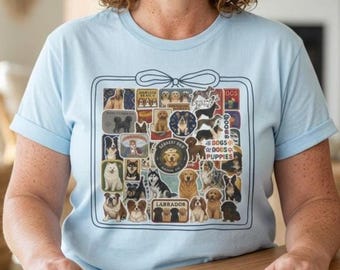 Camiseta Comfort Colors® de manga corta para amantes de los perros / Camiseta vintage con collage de cachorros / Regalo para mamás perrunas / Camiseta con estampado de razas de cachorros / Ropa para amantes de los perros