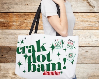 Mah Jongg Custom Carry Bag for Tiles Trays Mat Card and Money Bag, Tile Game Players Personalizeed Mahjong Tote,Mah Jong Group Players Gift