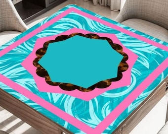 Turquoise Swirl Mahjong Table Mat, Custom Game Night Accessory,  Mahjongg Mat with Storage Bag, Custom Tile Game Gift for Players or Hosts