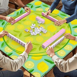 Tapis de mahjong citrons sur vert menthe image 4