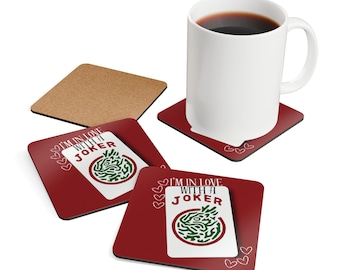 In Love With a Joker Coaster Set of 4, Mahjong Player or Host  Gift, Mah Jongg Party Favor, Reuseable  Coaster