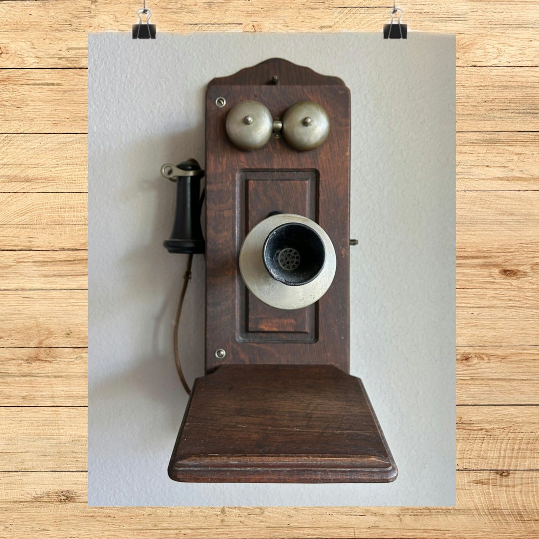 Vintage Telephone Wall Art Photo Poster, Rustic Wall Decor