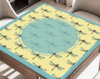 Dragonflies on TurquoiseMahjong Table Mat, Custom Game Night Accessory,  Mahjongg Mat with Storage Bag, Custom Tile Game Gift for Players