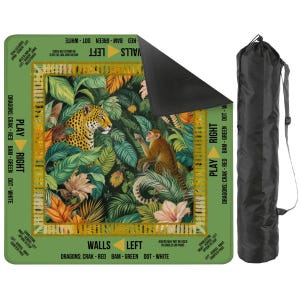Jungle Scene Mahjong Table Mat, Custom Game Night Accessory, Mahjongg Mat with Storage Bag, Custom Tile Game Gift for Players or Hosts image 2