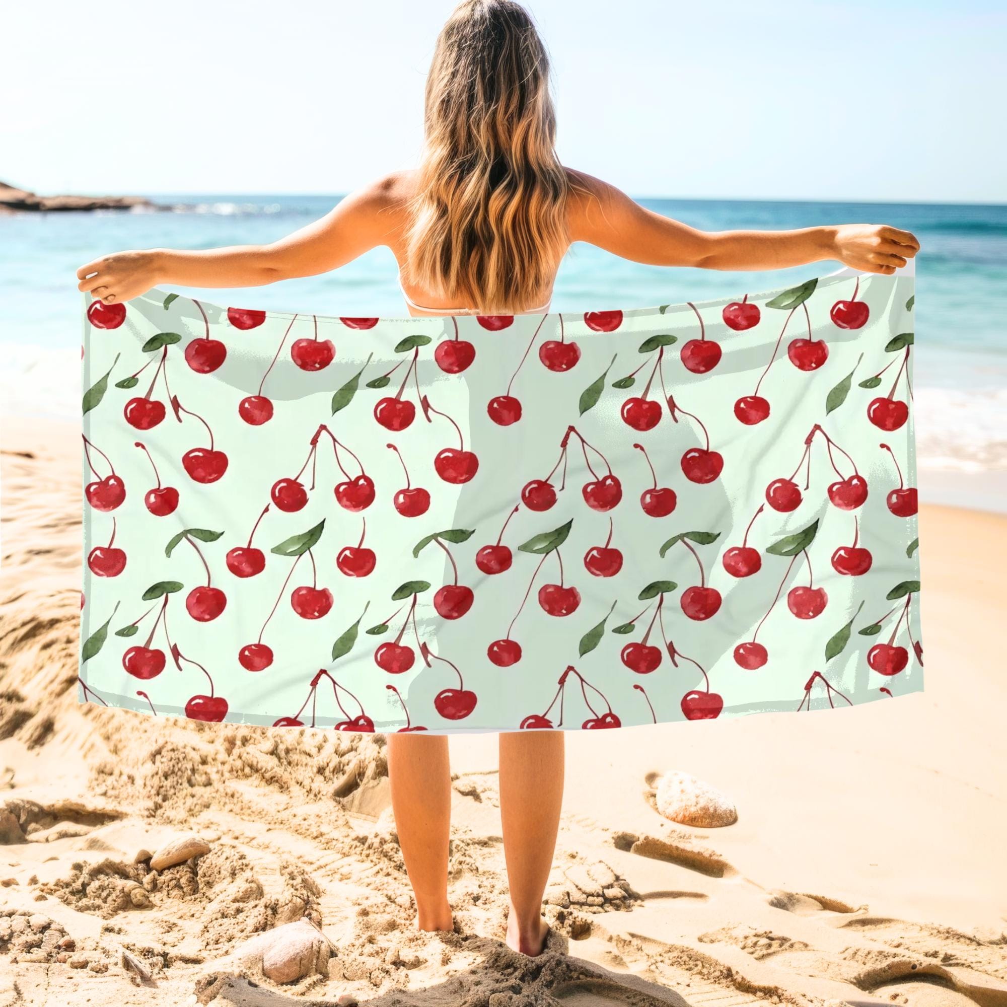 Cherries Beach Towel,cruise Travel Oversized Towel, Fruity Theme
