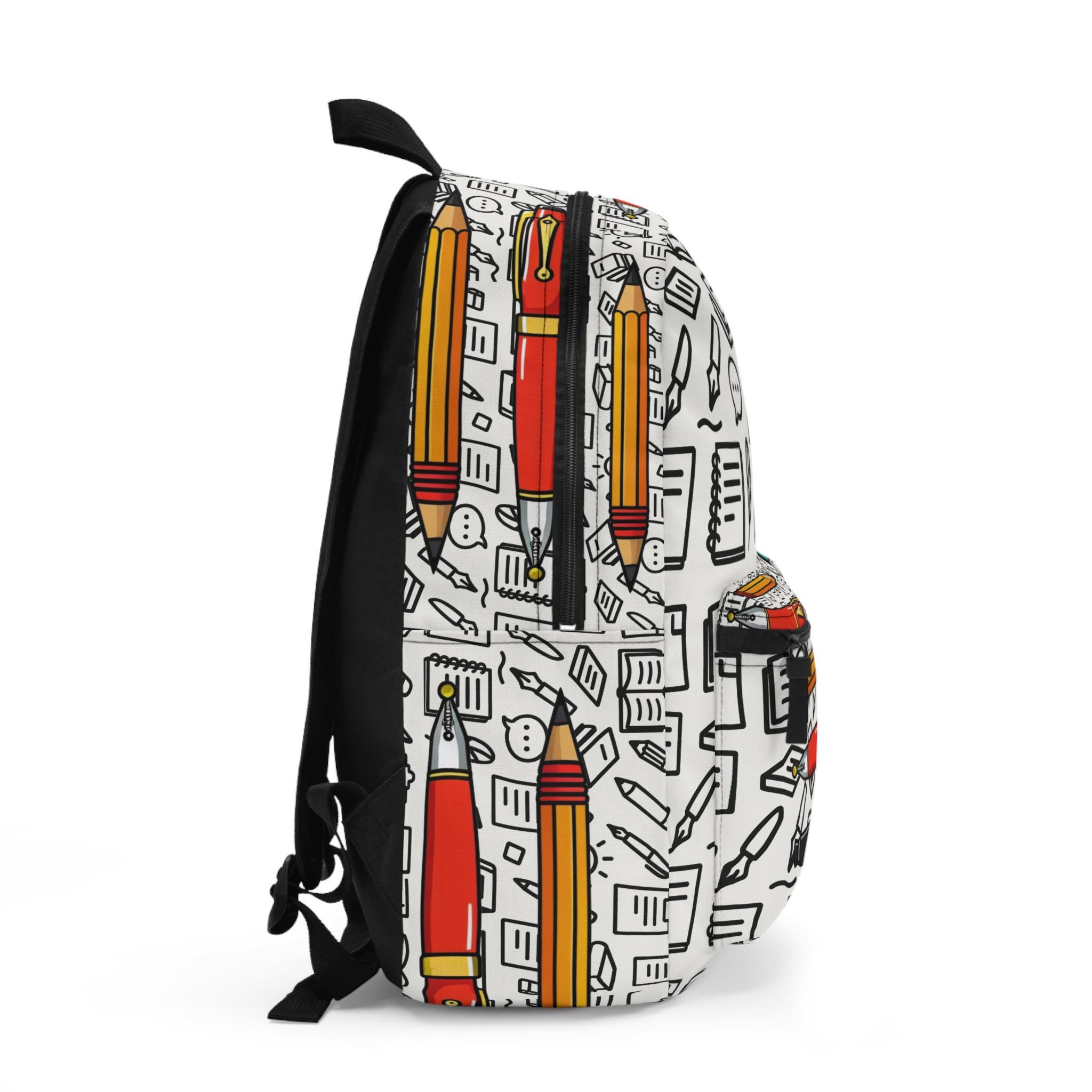 Pens and Pencils Backpack, Colorful School Supplies Print 