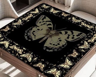 Moths Mahjong Table Mat, Custom Game Night Accessory,  Mahjongg Mat with Storage Bag, Custom Tile Game Gift for Players or Hosts