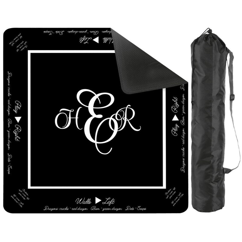 Formal Monogram Mahjong Table Mat, Custom Game Night Accessory, Mahjongg Mat with Storage Bag, Custom Tile Game Gift for Players or Hosts image 2