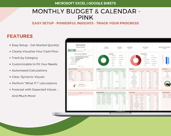 Fortgeschrittenes Monatsbudget, Smart-Kalender, Detaillierter Haushaltsplaner, Google Sheets Excel, Umfassender Expense Tracker, Freies Buch für Buchhaltung