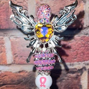 MOOIE BLING-PEN!!! Blingy Breast Cancer Awareness Pen, dubbelzijdig met prachtige zilveren vlinder met roze edelsteen in het midden